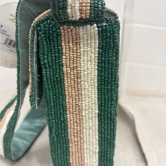 Altar'd State Beaded Shoulder Bag - Green and Beige Striped - Boho - Picture 4 of 12